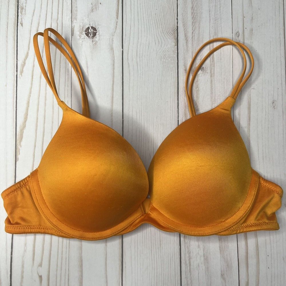 Victorias Secret 34A Bra Orange Very Sexy Push Up Underwire Back Closure